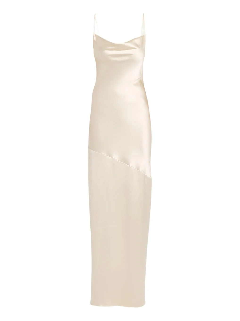 Thin Strap Cowl-Neck Silk Gown