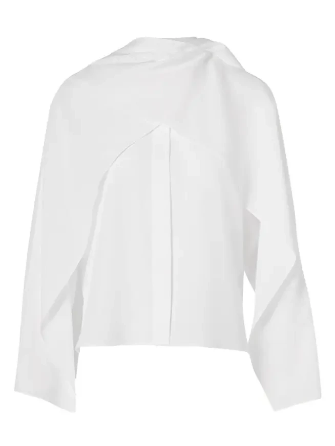 Silk Crepe Sleeve Panel Button-Down Blouse Silk Crepe Sleeve Panel Button-Down Blouse