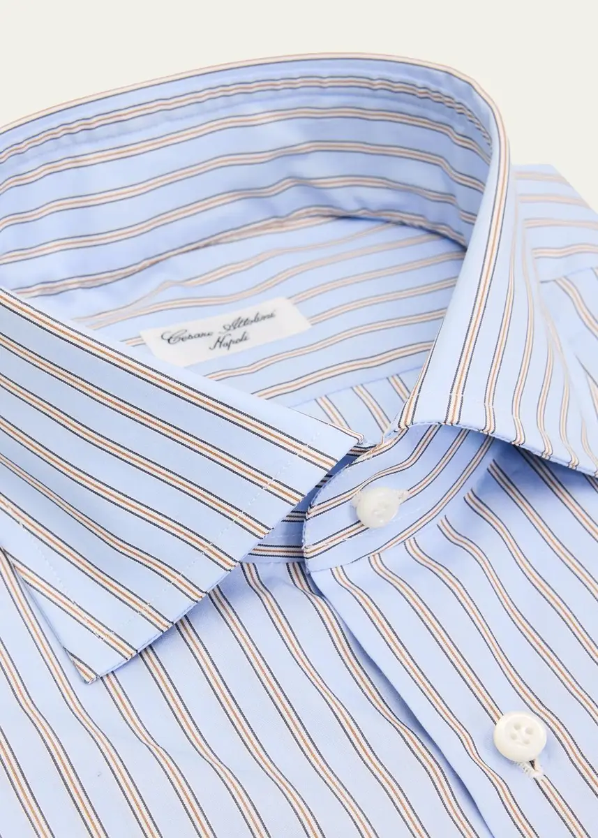 Cesare Attolini Men's Cotton Multi-Stripe Dress Shirt | Thumbnail 2 Cesare Attolini Men's Cotton Multi-Stripe Dress Shirt | Thumbnail 2