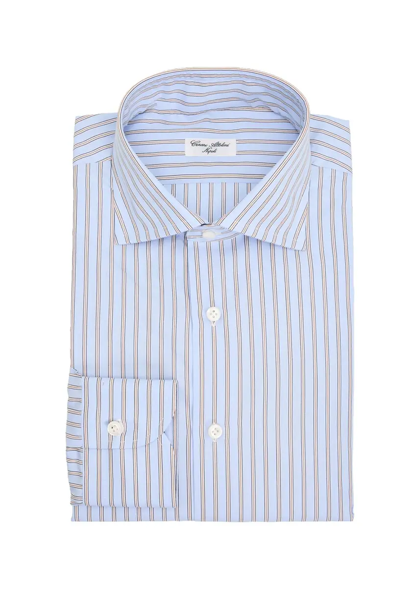 Cesare Attolini Men's Cotton Multi-Stripe Dress Shirt | Thumbnail 3 Cesare Attolini Men's Cotton Multi-Stripe Dress Shirt | Thumbnail 3