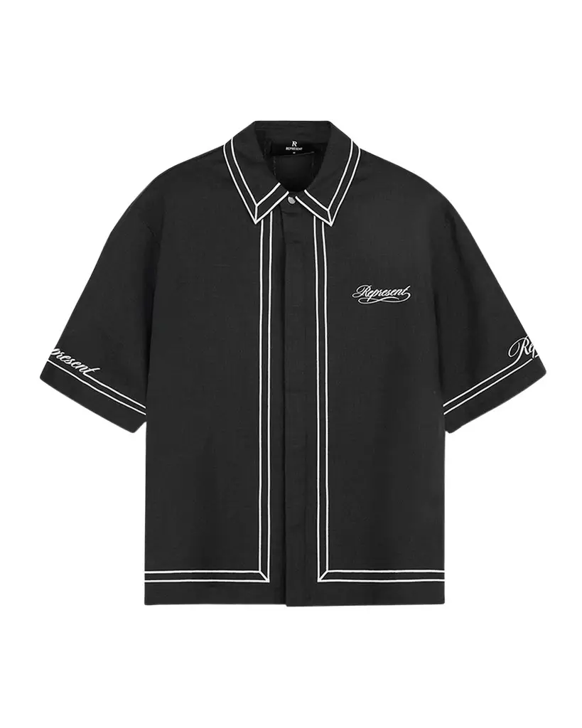 Men's Border Cotton Short-Sleeve Shirt