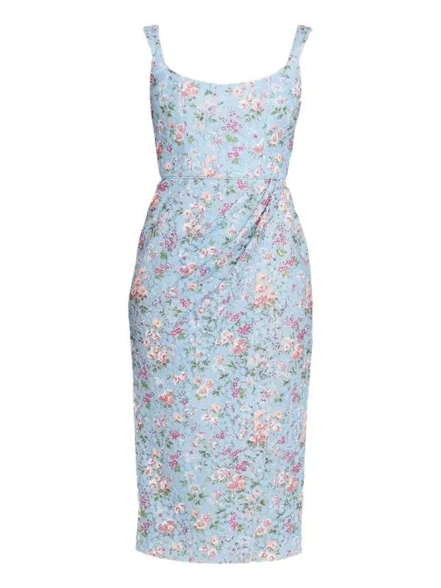 Marla Floral-Lace Wrap Midi Dress Marla Floral-Lace Wrap Midi Dress