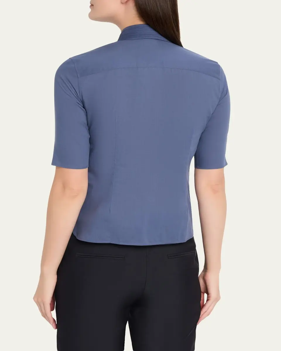 Jil Sander Layered Collar Short-Sleeve Cotton Button-Down Shirt | Thumbnail 3 Jil Sander Layered Collar Short-Sleeve Cotton Button-Down Shirt | Thumbnail 3