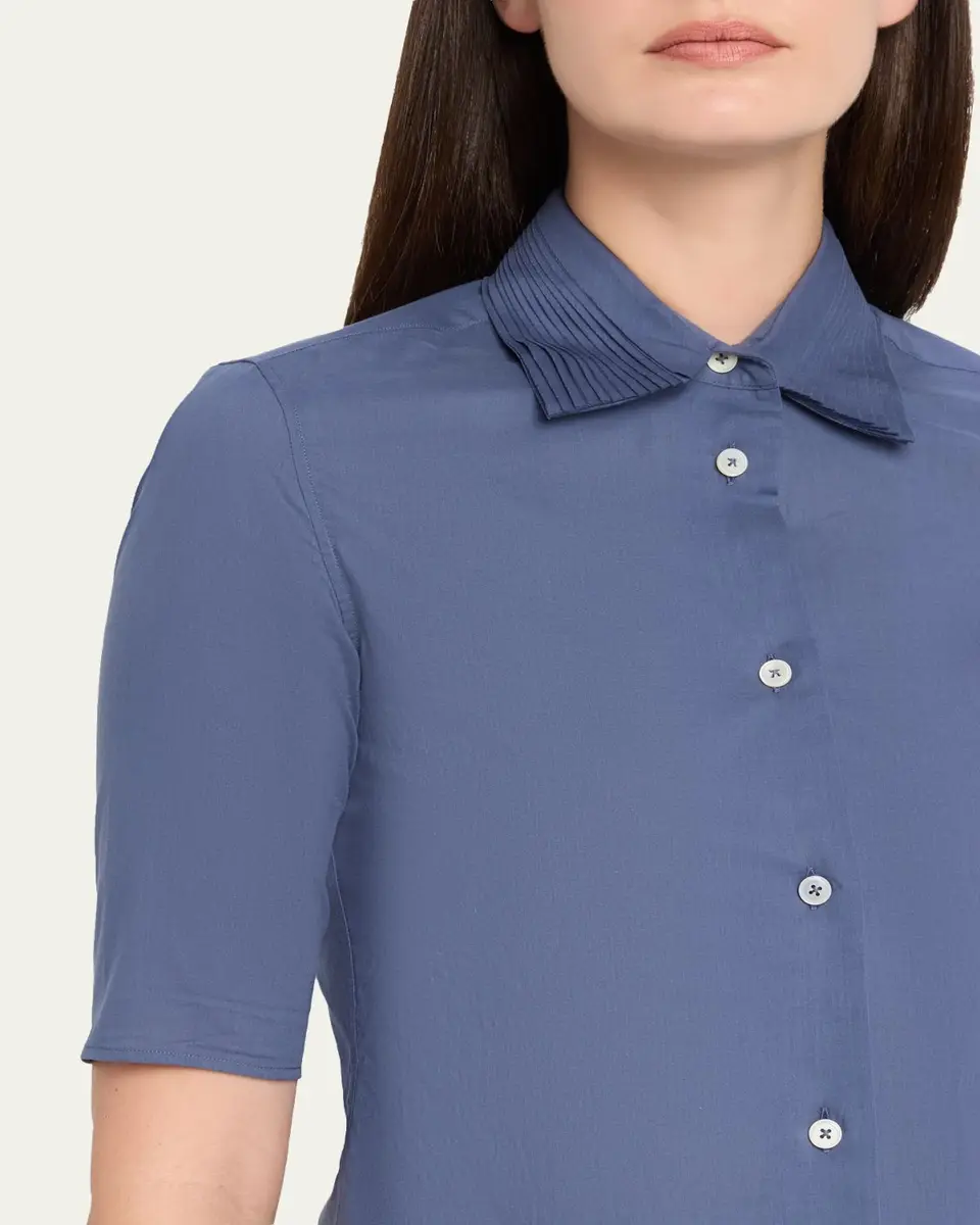 Jil Sander Layered Collar Short-Sleeve Cotton Button-Down Shirt | Thumbnail 5 Jil Sander Layered Collar Short-Sleeve Cotton Button-Down Shirt | Thumbnail 5