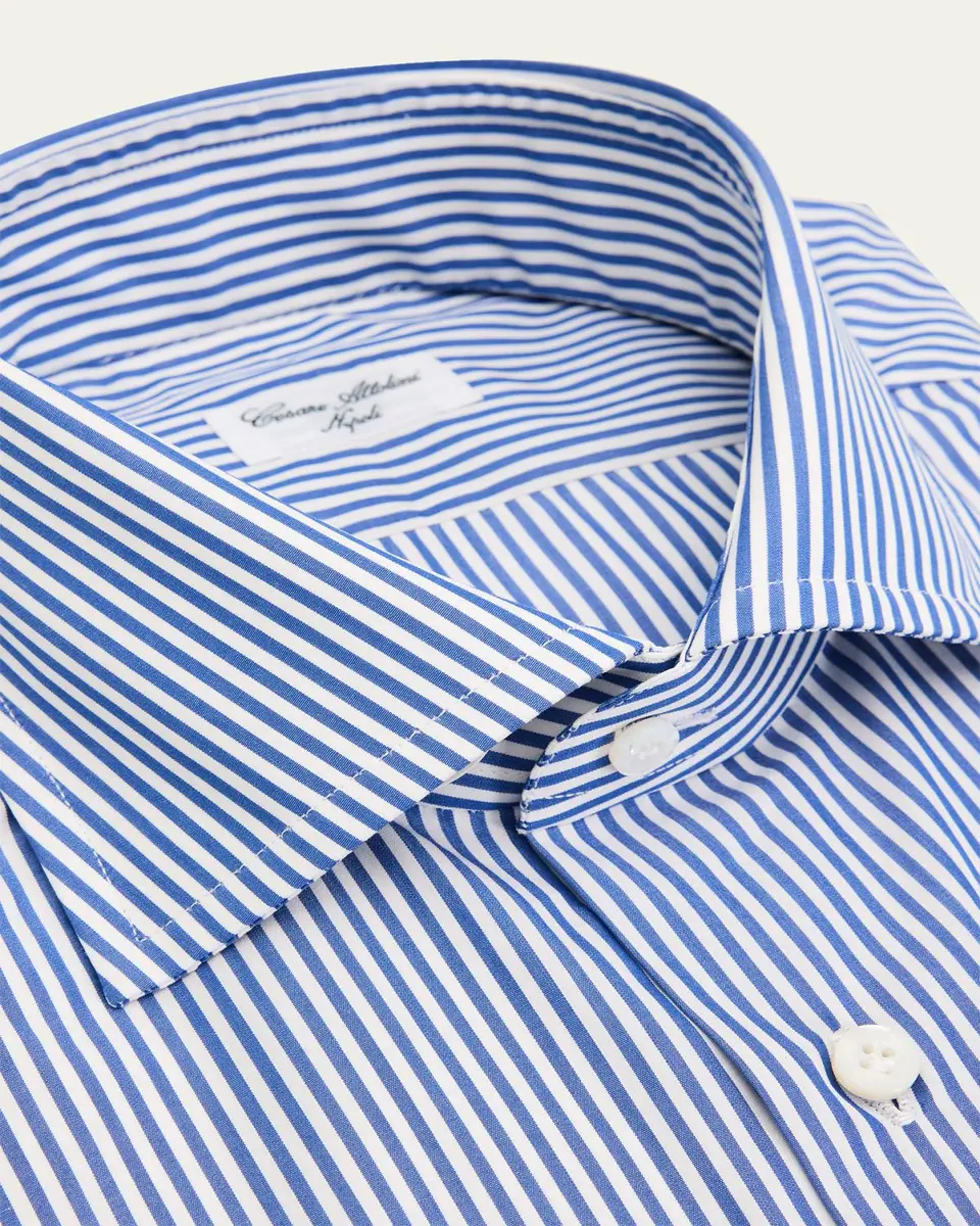 Cesare Attolini Men's Bengal Cotton Dress Shirt | Thumbnail 2
