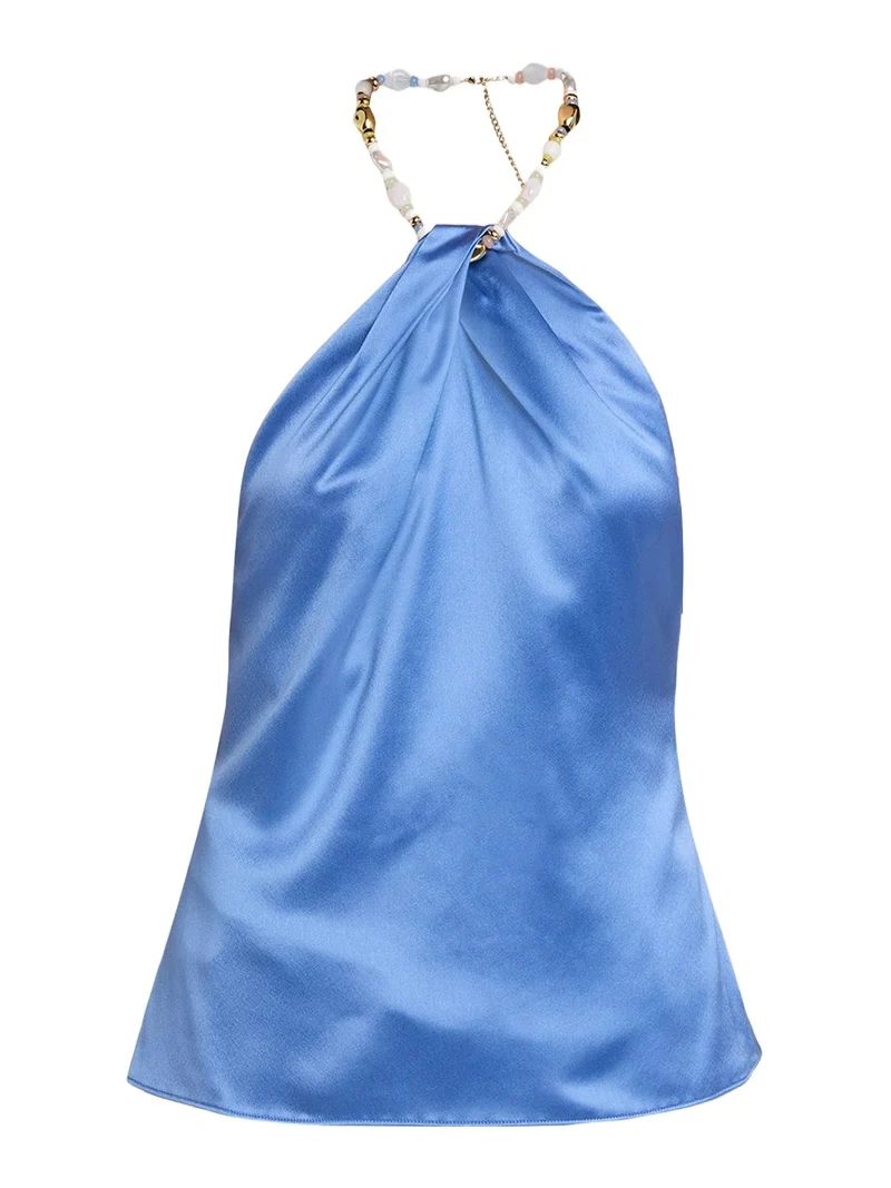 Milani Beaded Satin Halter Top Milani Beaded Satin Halter Top