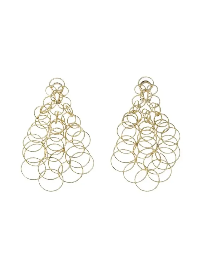 Hawaii 18K Yellow Gold Earrings with Hand-Twisted Threads