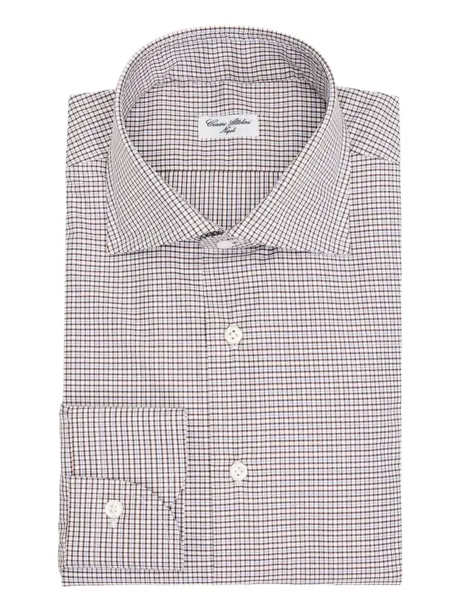 Cesare Attolini Men's Cotton and Cashmere Micro-Plaid Button-Down Shirt
