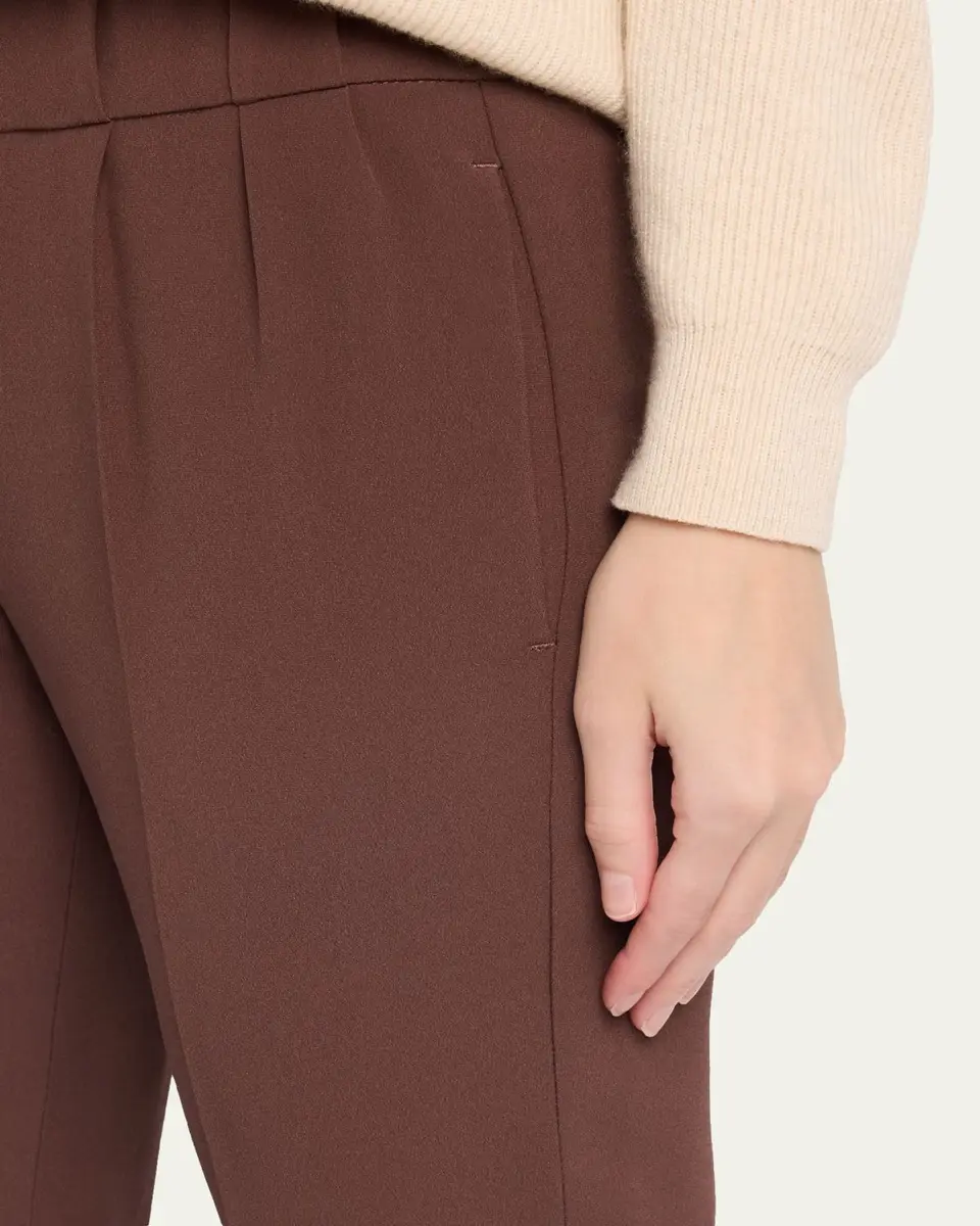 Brunello Cucinelli Silk Crepe Slim-Leg Ankle Pull-On Pants | Thumbnail 5