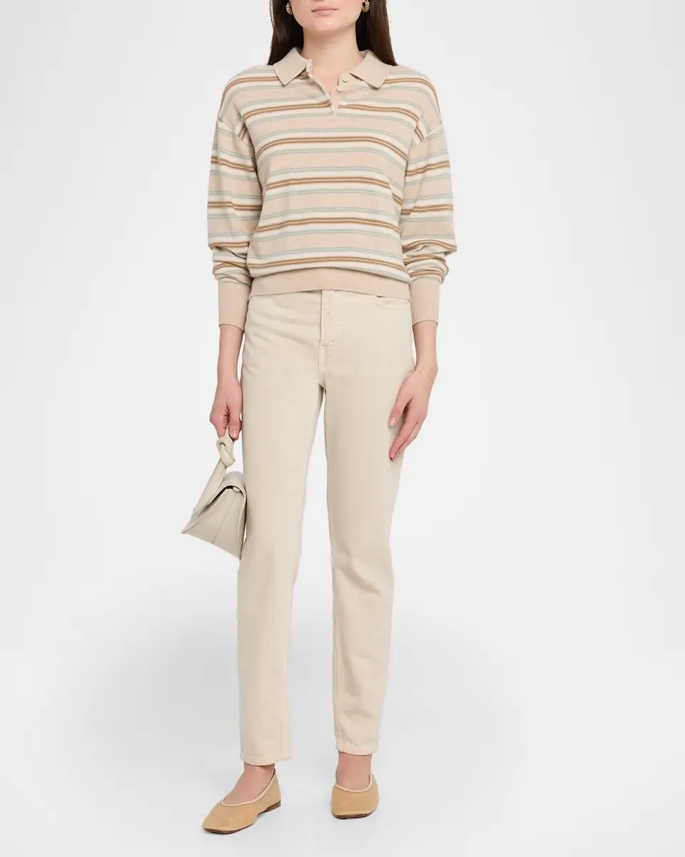 Guest In Residence Collegiate Stripe Cashmere Polo | Thumbnail 2 Guest In Residence Collegiate Stripe Cashmere Polo | Thumbnail 2