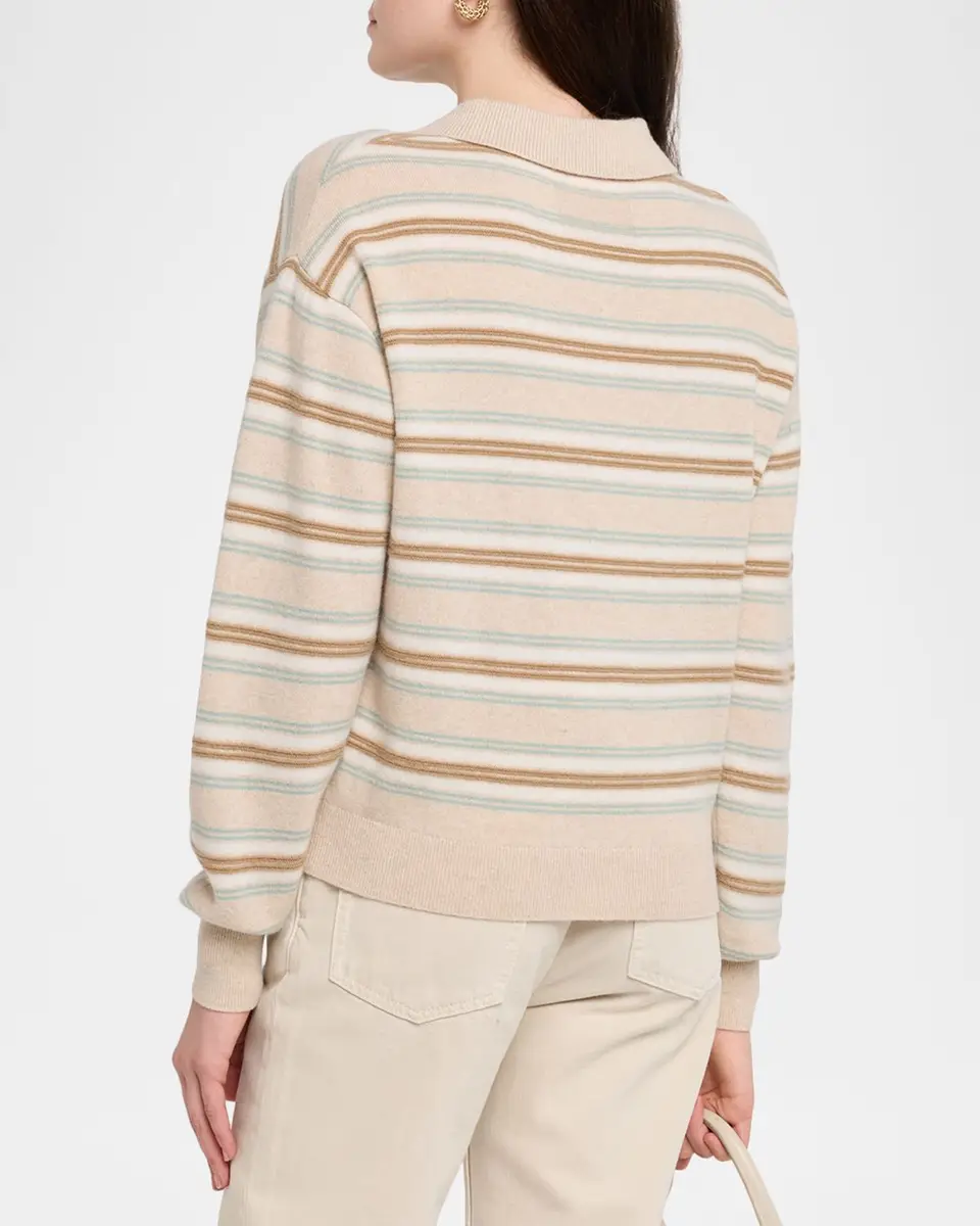 Guest In Residence Collegiate Stripe Cashmere Polo | Thumbnail 3 Guest In Residence Collegiate Stripe Cashmere Polo | Thumbnail 3