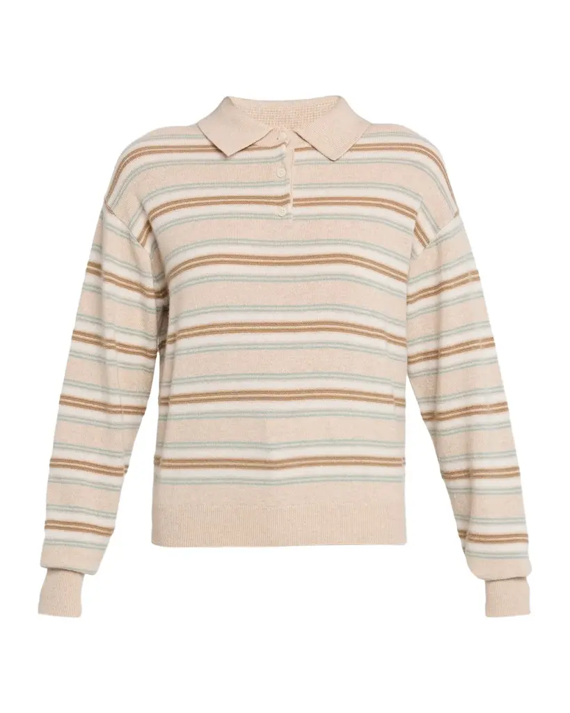 Guest In Residence Collegiate Stripe Cashmere Polo | Image 1 Guest In Residence Collegiate Stripe Cashmere Polo | Image 1