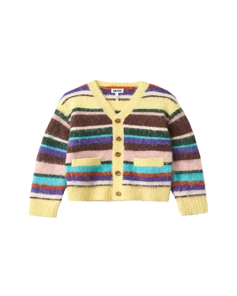 Molo Girl's Brutus Striped Wool-Blend Cardigan, Size 7-14 | Image 1 Molo Girl's Brutus Striped Wool-Blend Cardigan, Size 7-14 | Image 1