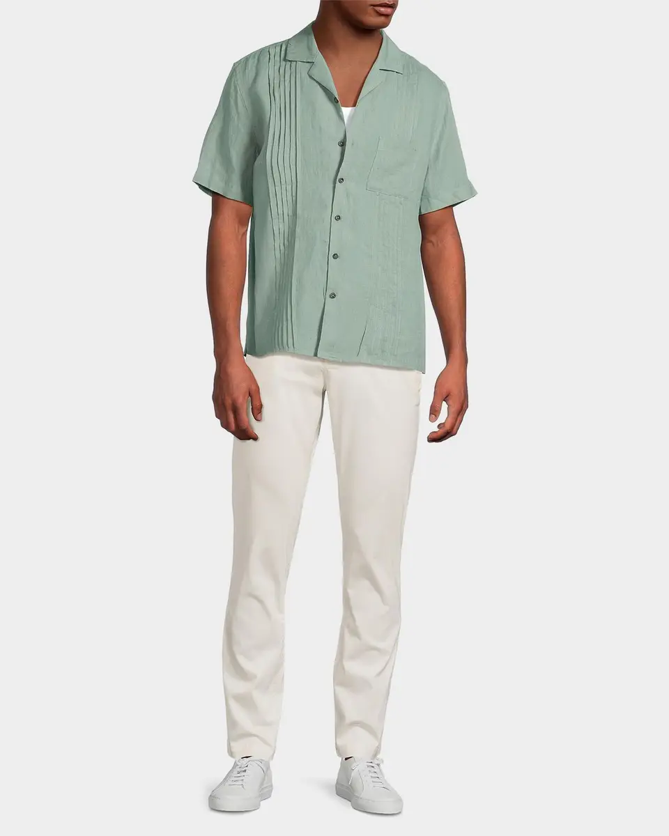 Onia Men's Linen Pintuck Camp Shirt | Thumbnail 2 Onia Men's Linen Pintuck Camp Shirt | Thumbnail 2