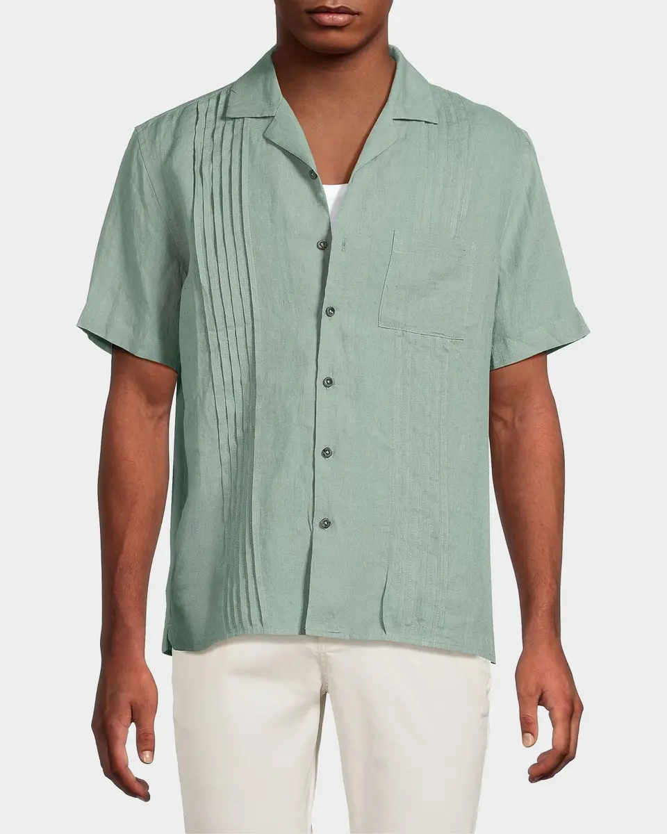 Onia Men's Linen Pintuck Camp Shirt | Thumbnail 4 Onia Men's Linen Pintuck Camp Shirt | Thumbnail 4