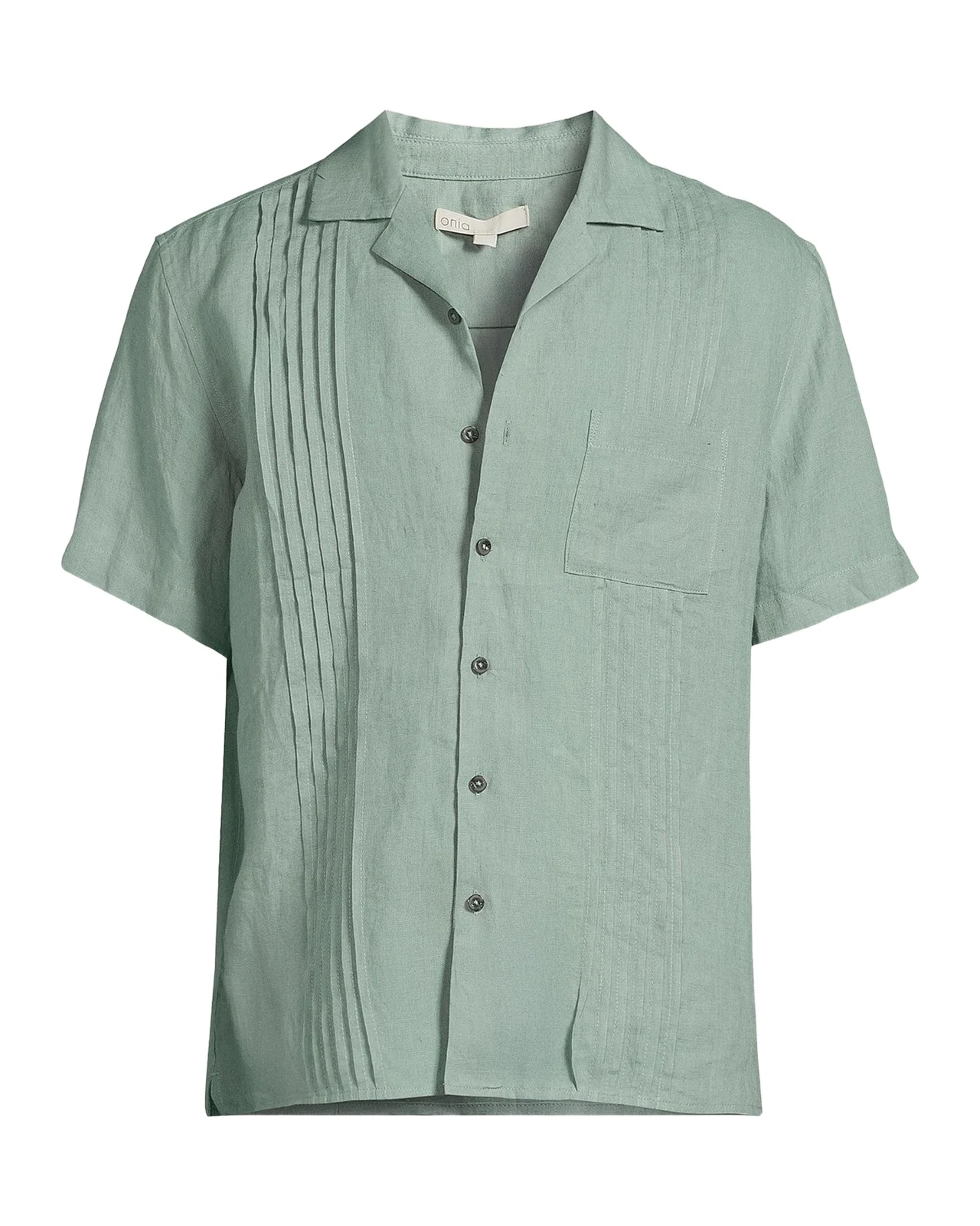 Men's Linen Pintuck Camp Shirt