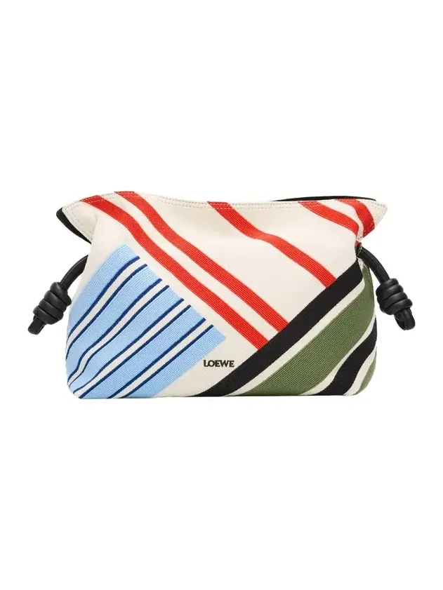Loewe Flamenco Woven Striped Clutch Bag