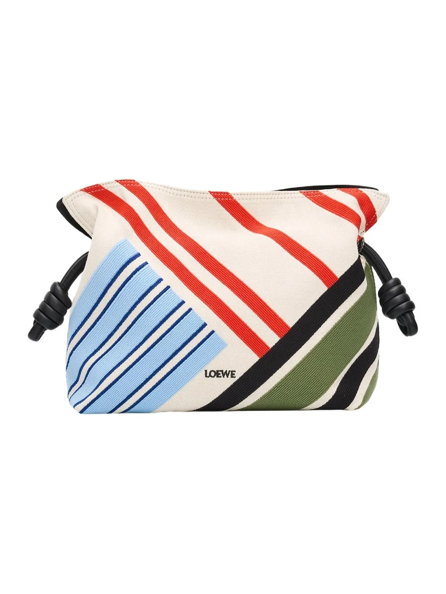 Loewe Flamenco Woven Striped Clutch Bag