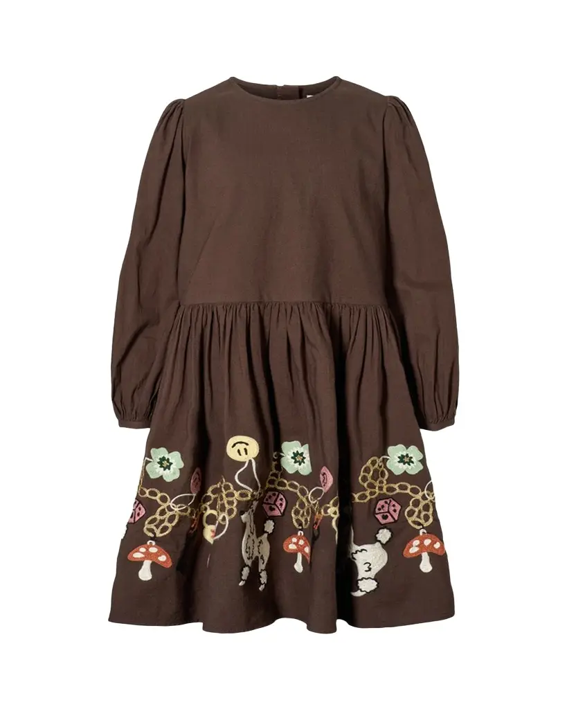 Molo Girl's Camma Embroidered Cotton Long-Sleeve Dress, Size 7-14 | Image 1 Molo Girl's Camma Embroidered Cotton Long-Sleeve Dress, Size 7-14 | Image 1