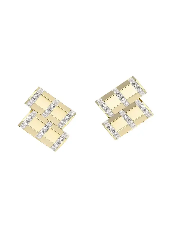 18K Yellow Gold Diamond Stella Bar Earrings