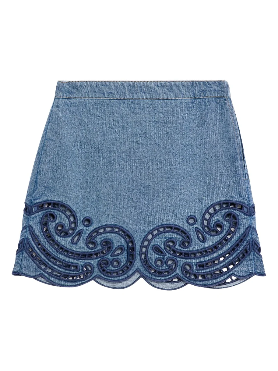 Cadiz Embroidered Denim Mini Skirt Cadiz Embroidered Denim Mini Skirt