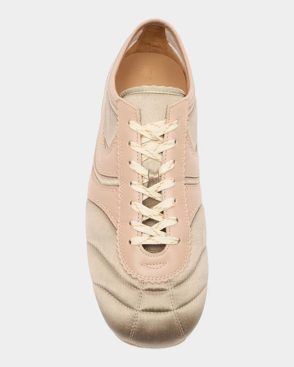 Dries Van Noten Slim Satin & Leather Low-Top Sneakers | Thumbnail 4