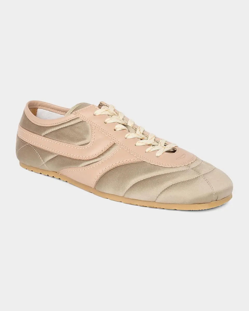 Dries Van Noten Slim Satin & Leather Low-Top Sneakers | Thumbnail 5