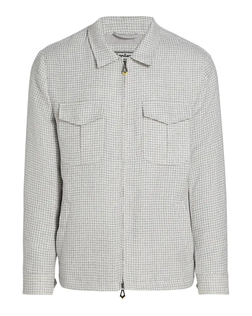 Sartorio Men's Joly Houndstooth Linen-Blend Zip-Front Jacket | Image 1 Sartorio Men's Joly Houndstooth Linen-Blend Zip-Front Jacket | Image 1