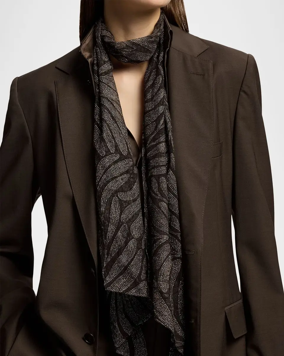 Ralph Lauren Collection Foiled Crinkle Chiffon Wrap Scarf | Thumbnail 3 Ralph Lauren Collection Foiled Crinkle Chiffon Wrap Scarf | Thumbnail 3