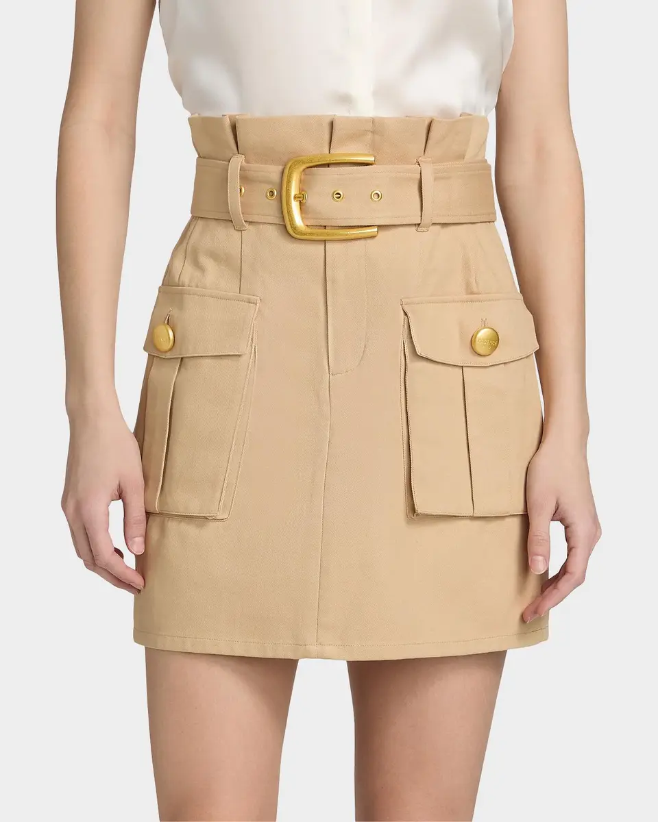 L'AGENCE Maelis Paperbag Cotton Mini Skirt | Thumbnail 4 L'AGENCE Maelis Paperbag Cotton Mini Skirt | Thumbnail 4