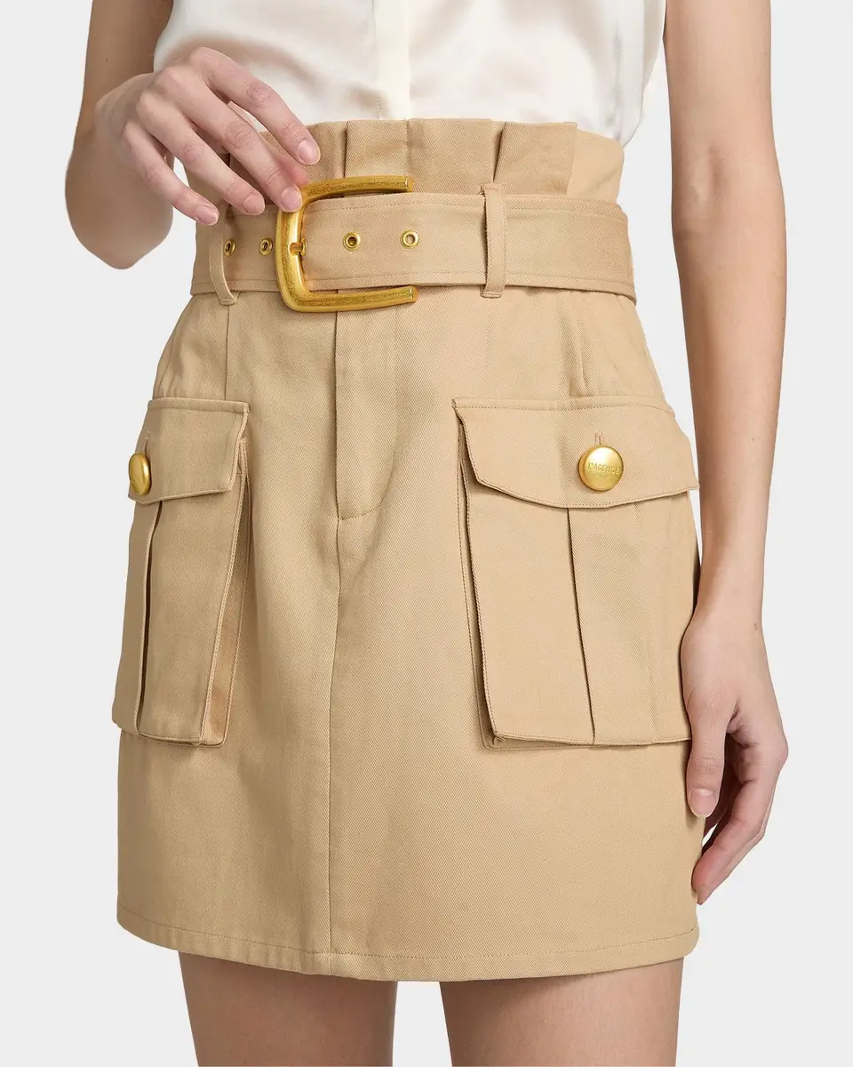 L'AGENCE Maelis Paperbag Cotton Mini Skirt | Thumbnail 5 L'AGENCE Maelis Paperbag Cotton Mini Skirt | Thumbnail 5