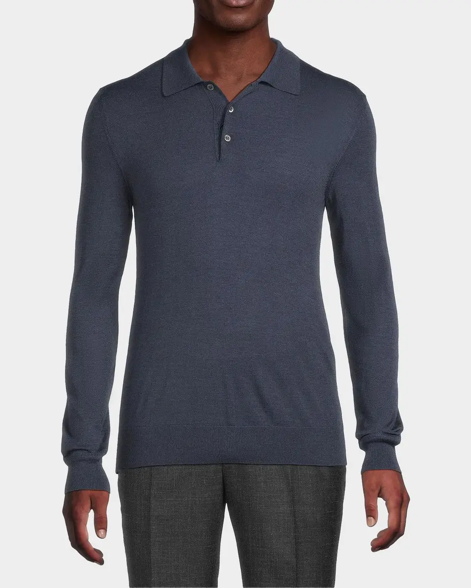Isaia Men's Wool Polo Sweater | Thumbnail 4