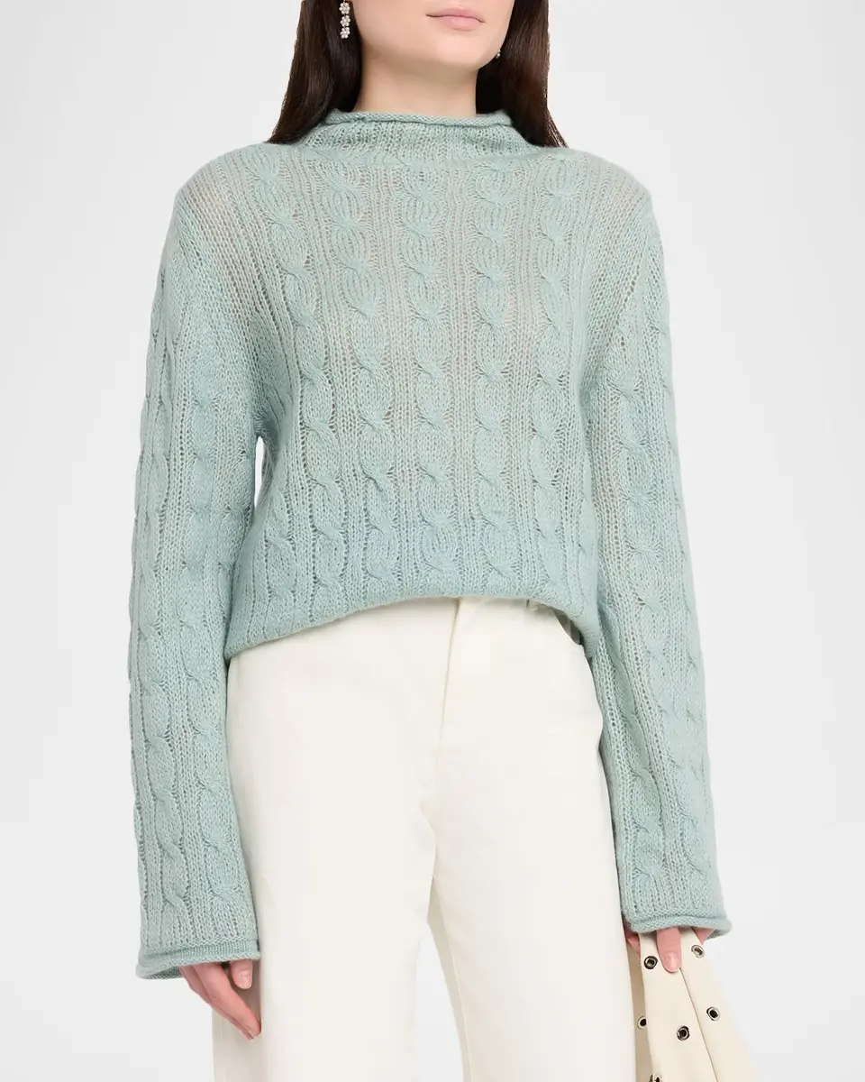 Guest In Residence Cable-Knit Mock-Neck Sweater | Thumbnail 4 Guest In Residence Cable-Knit Mock-Neck Sweater | Thumbnail 4