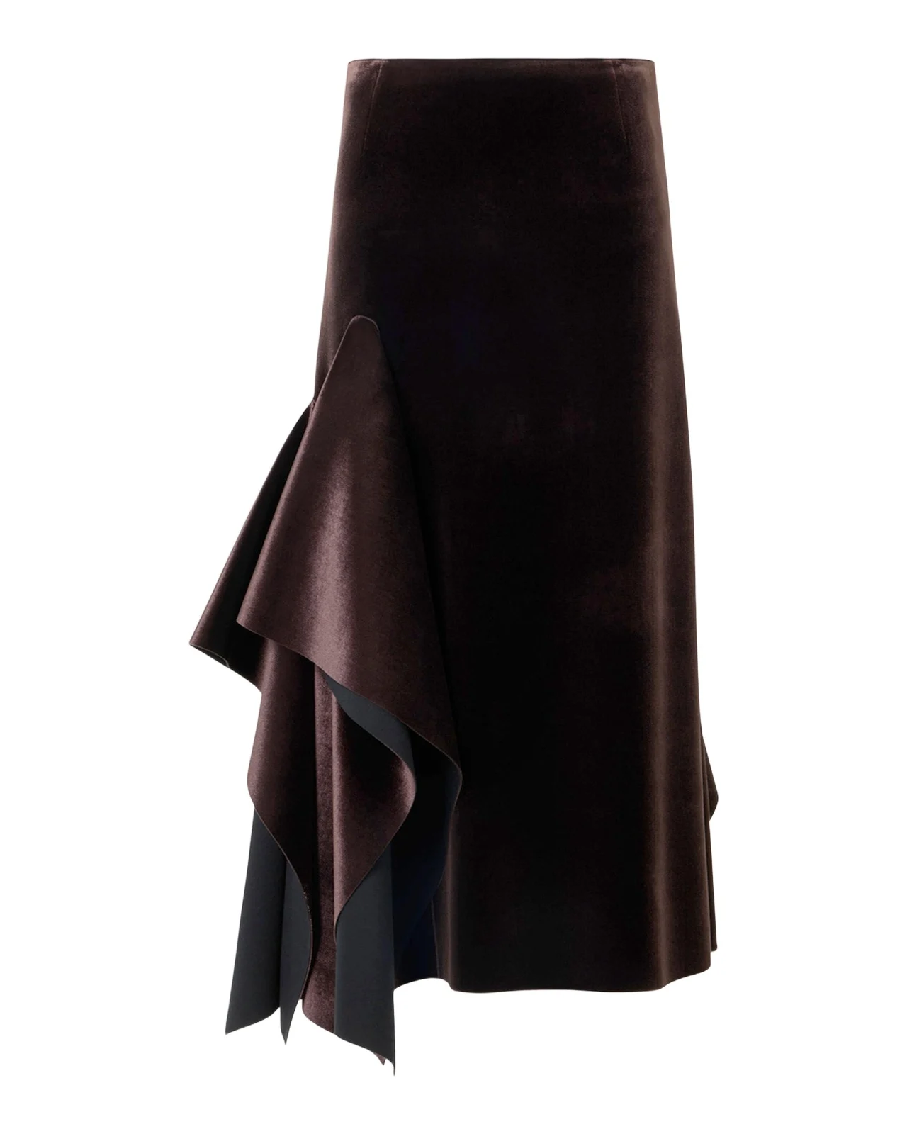 Velvet Neoprene Asymmetric Midi Skirt