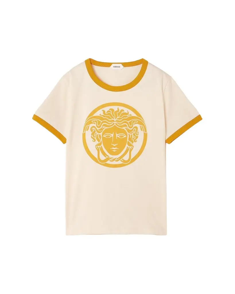Versace Kid's Logo-Print Cotton Jersey T-Shirt, Size -1 | Image 1 Versace Kid's Logo-Print Cotton Jersey T-Shirt, Size -1 | Image 1