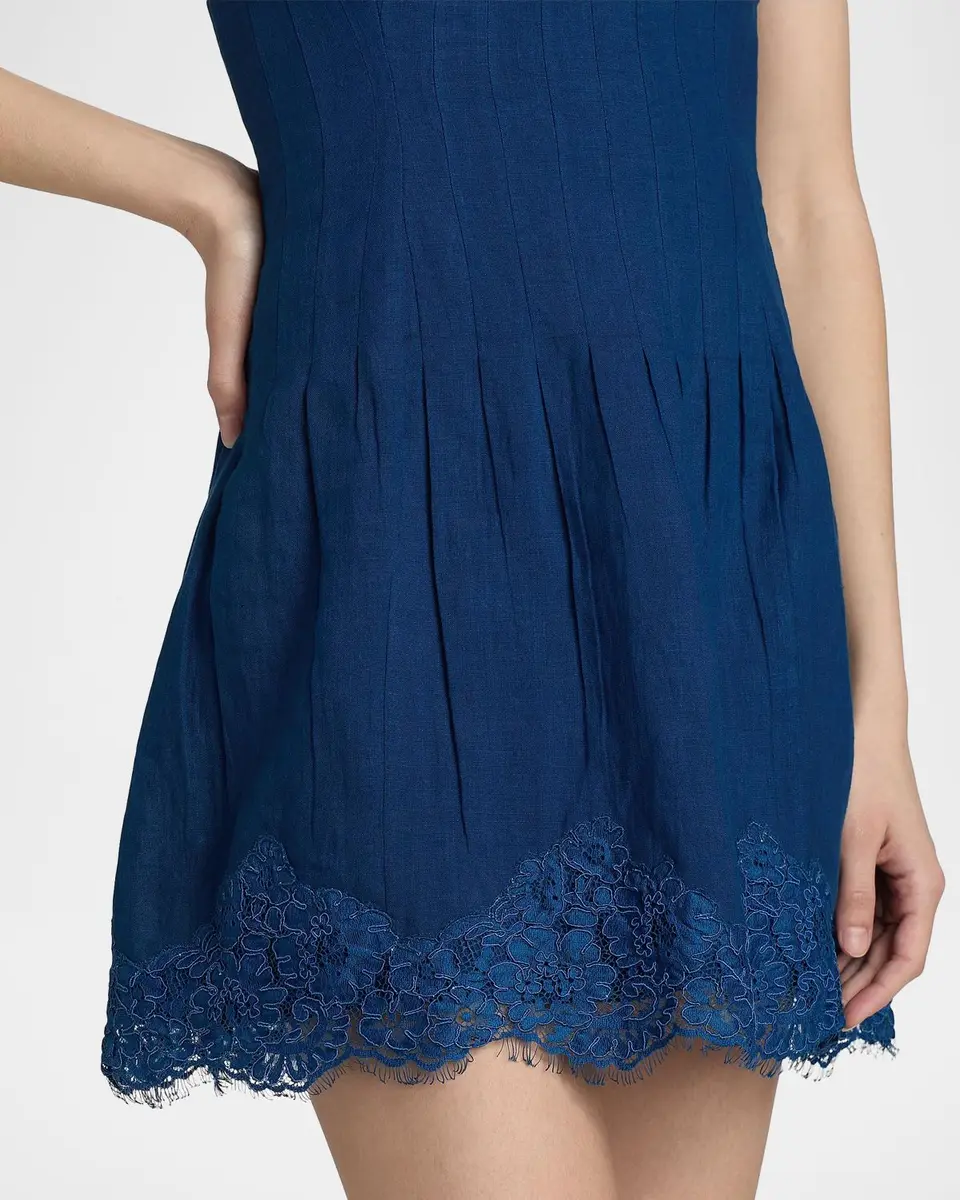 Cami NYC Belinda Strapless Lace-Trimmed Linen Minidress | Thumbnail 5