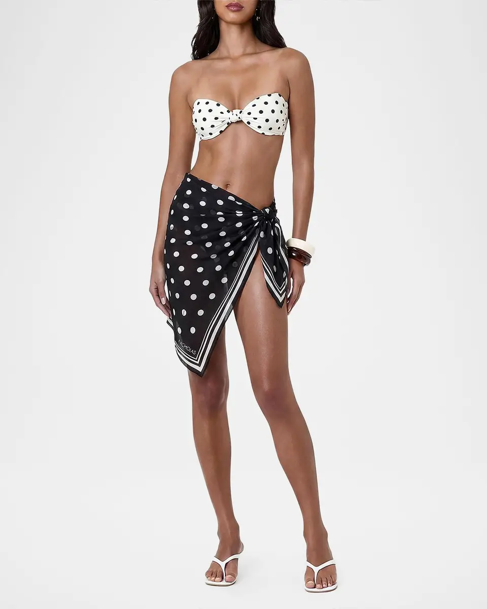 N/NICHOLAS Ursa Polka Dot Georgette Mini Sarong | Thumbnail 2 N/NICHOLAS Ursa Polka Dot Georgette Mini Sarong | Thumbnail 2