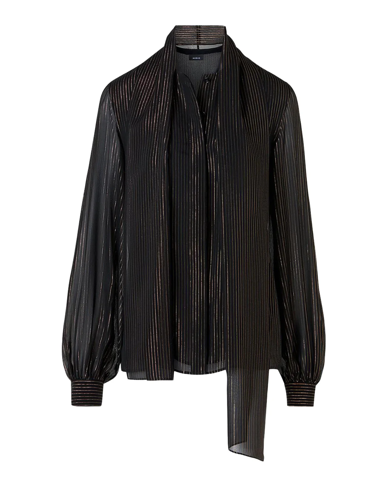 Akris Metallic-Stripe Gathered Blouse