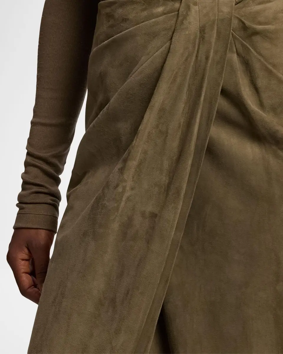 Ralph Lauren Collection Teegan Twist-Front Lamb-Suede Skirt | Thumbnail 5