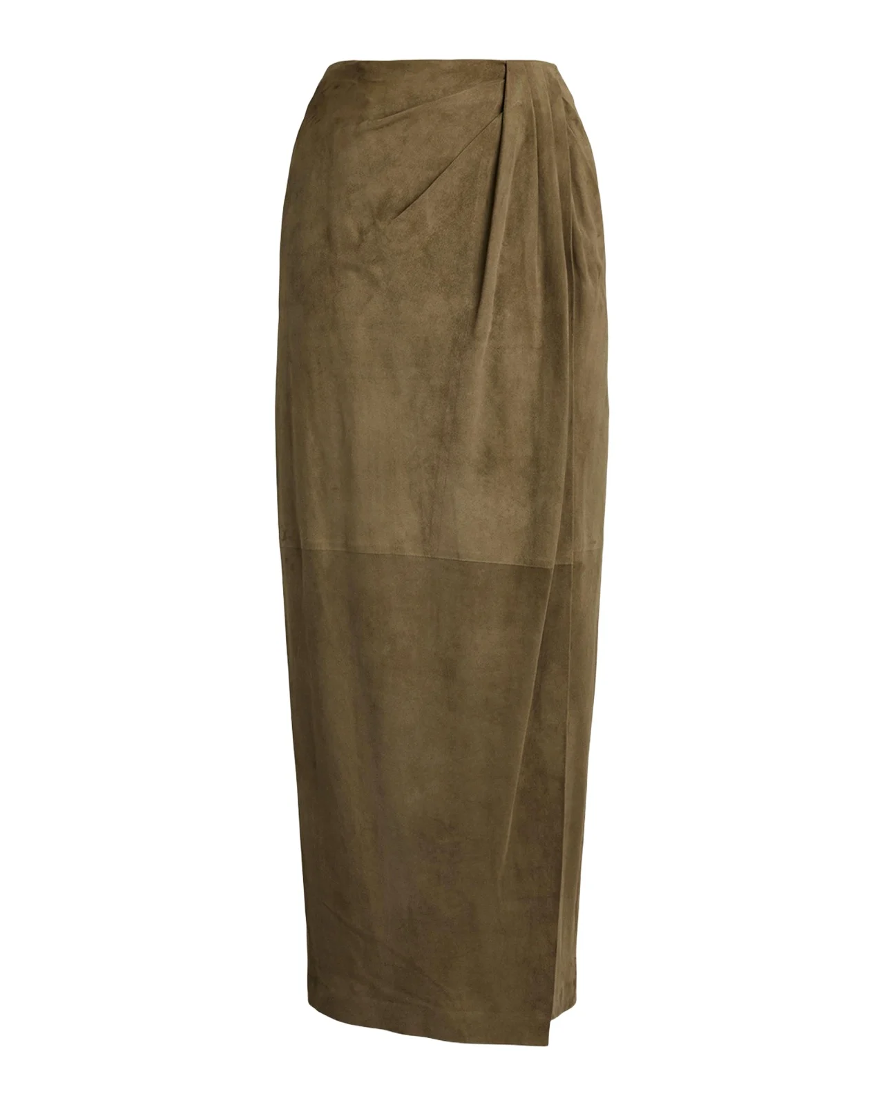 Teegan Twist-Front Lamb-Suede Skirt Teegan Twist-Front Lamb-Suede Skirt