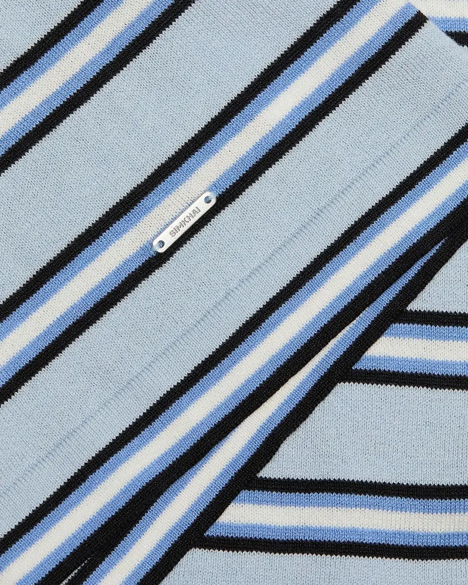 Simkhai Men's Duke Striped Silk-Cotton T-Shirt | Thumbnail 6 Simkhai Men's Duke Striped Silk-Cotton T-Shirt | Thumbnail 6