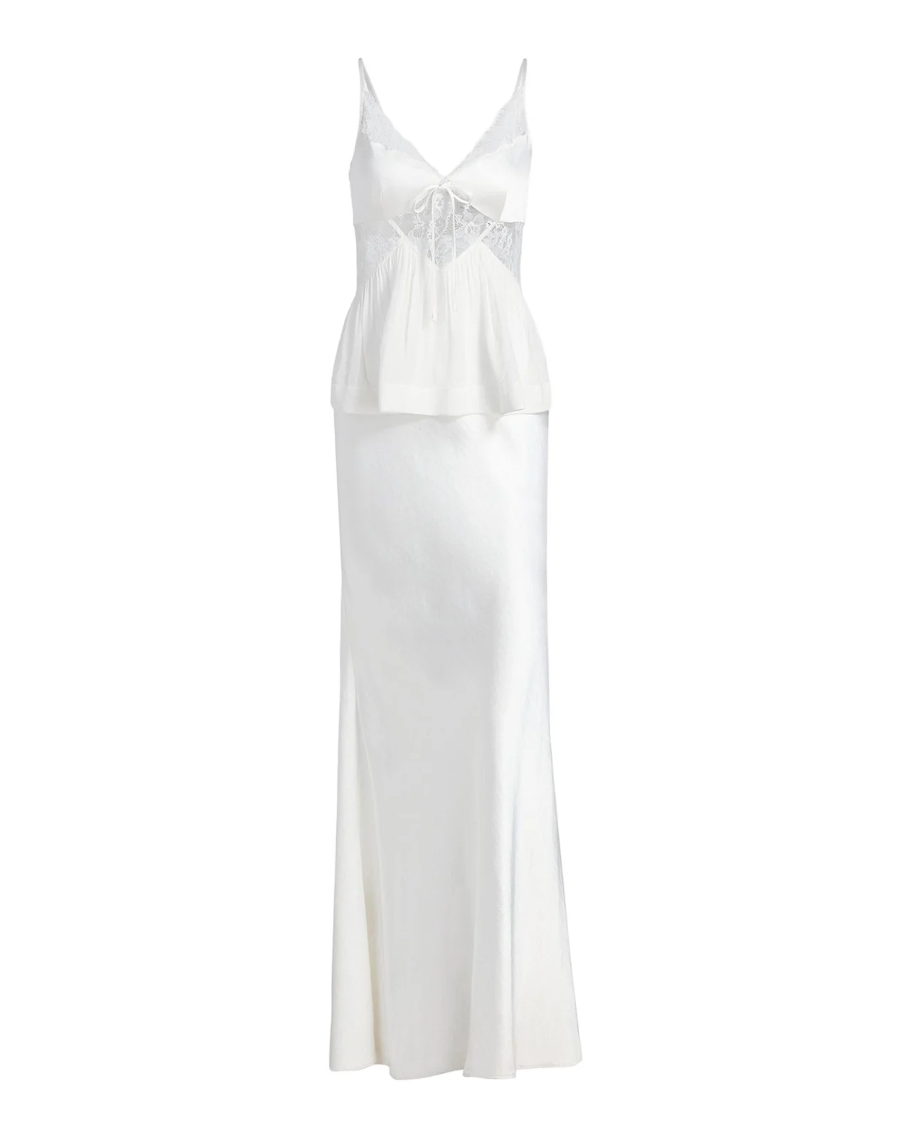 Satin Lace-Trim Maxi Dress