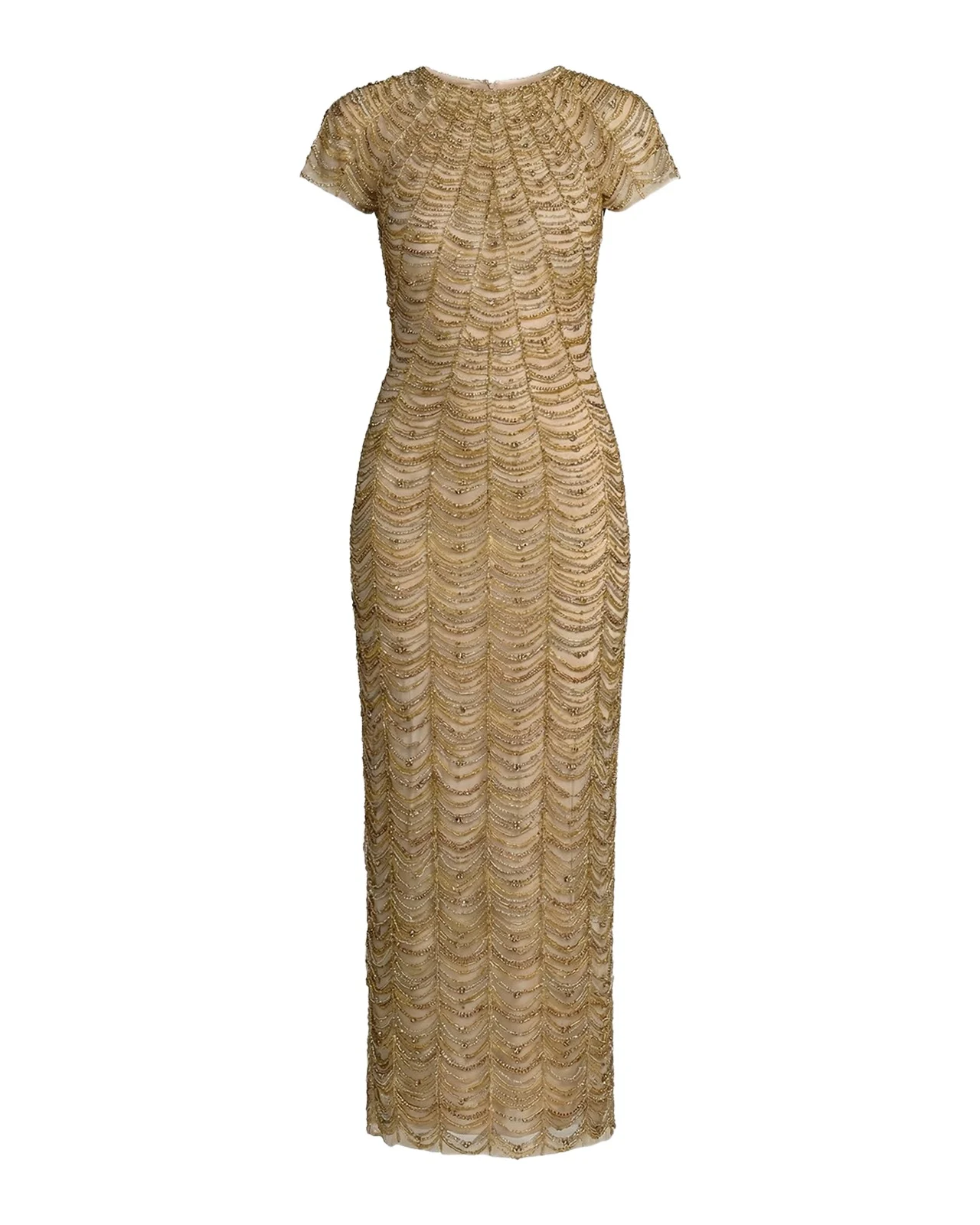 Bead & Rhinestone Bodycon Midi Dress