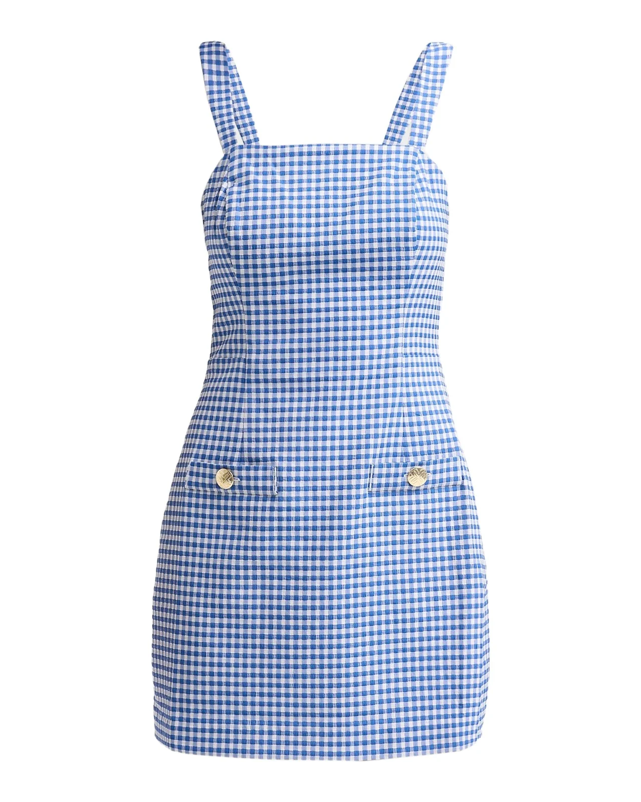 Veda Gingham Stretch Jacquard Skirted Romper