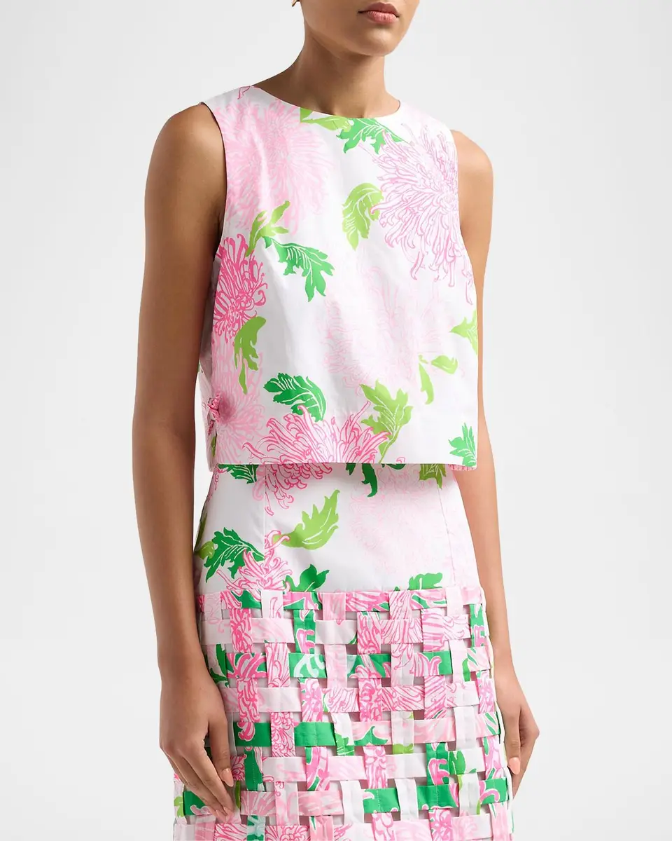 Lilly Pulitzer Annaleese Floral Cotton Sleeveless Crop Top | Thumbnail 4 Lilly Pulitzer Annaleese Floral Cotton Sleeveless Crop Top | Thumbnail 4