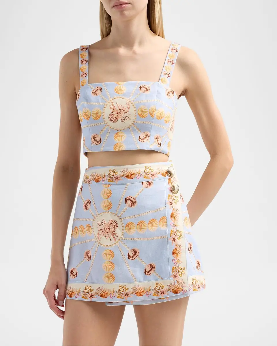 Cara Cara Helena Seashell-Print Linen Top | Thumbnail 4