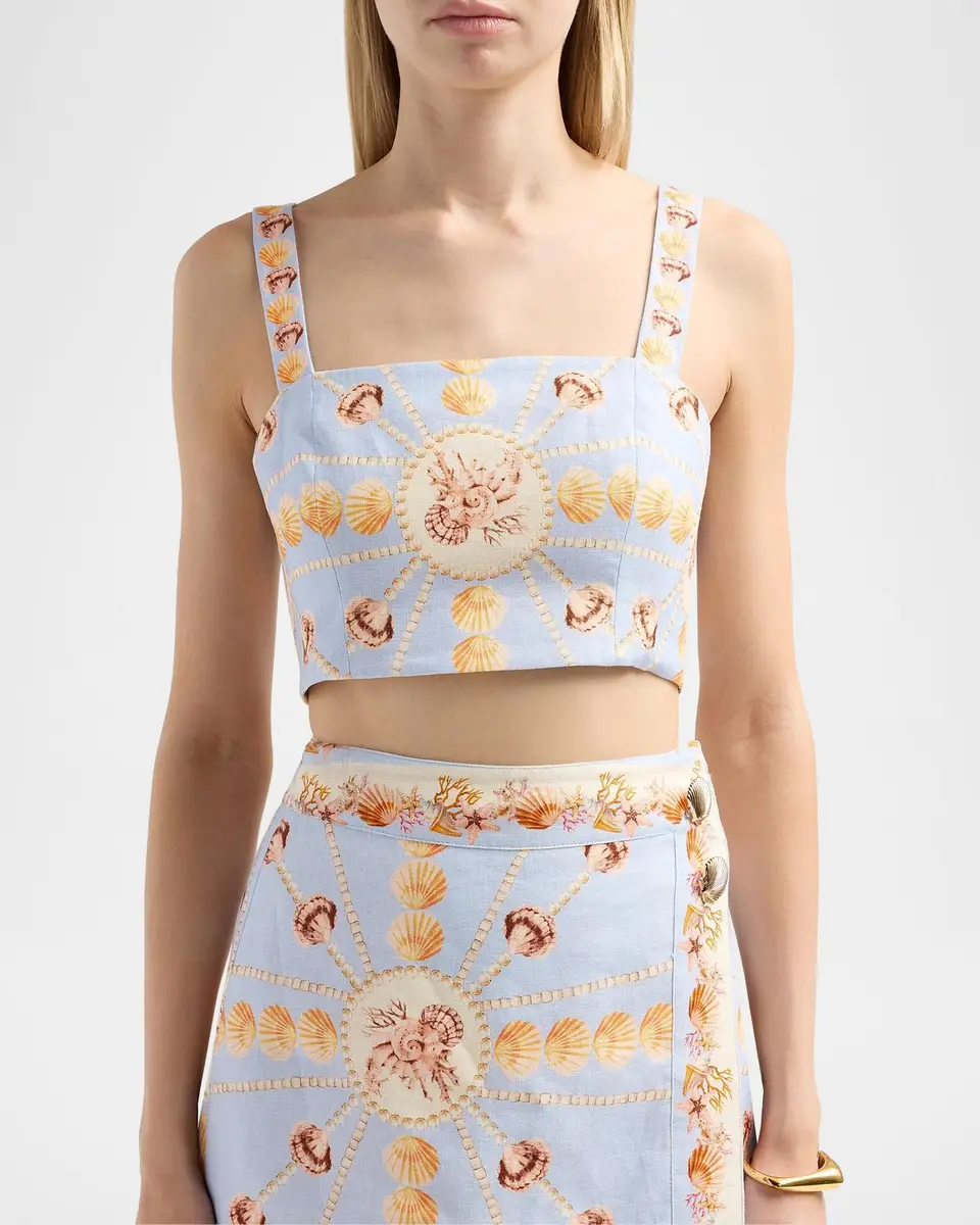 Cara Cara Helena Seashell-Print Linen Top | Thumbnail 5