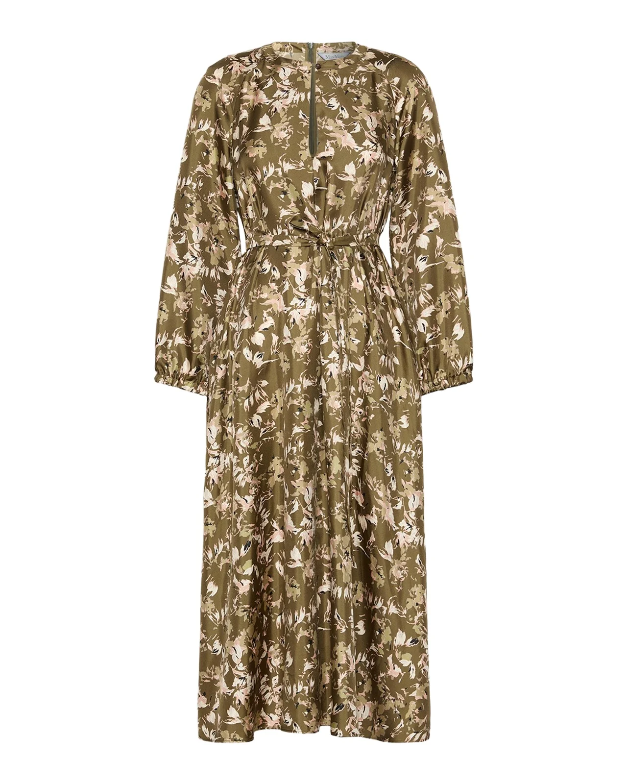 Coccole Floral Silk Belted Midi Dress