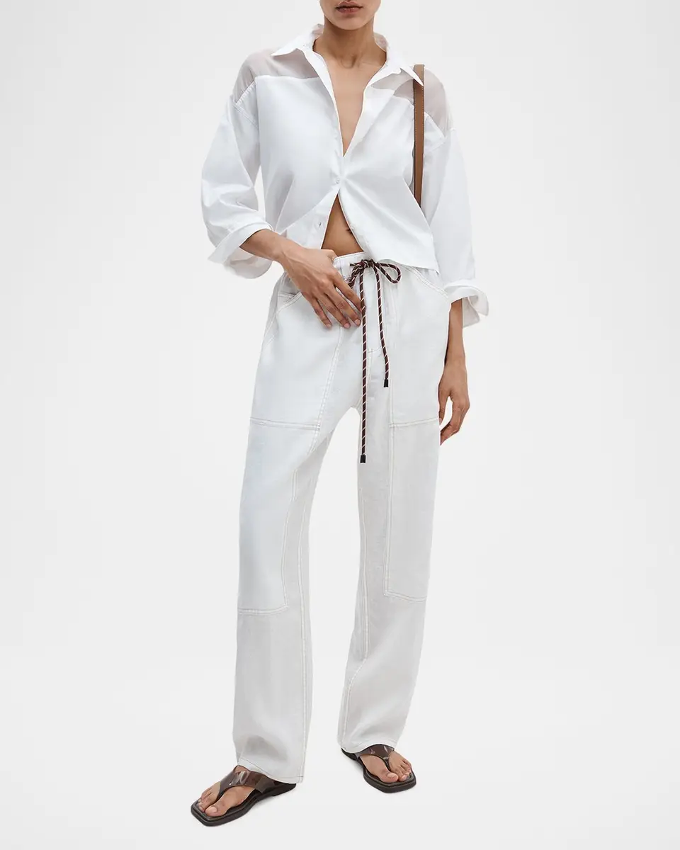 rag & bone Elly Short-Sleeve Chiffon-Yoke Poplin Shirt | Thumbnail 2 rag & bone Elly Short-Sleeve Chiffon-Yoke Poplin Shirt | Thumbnail 2