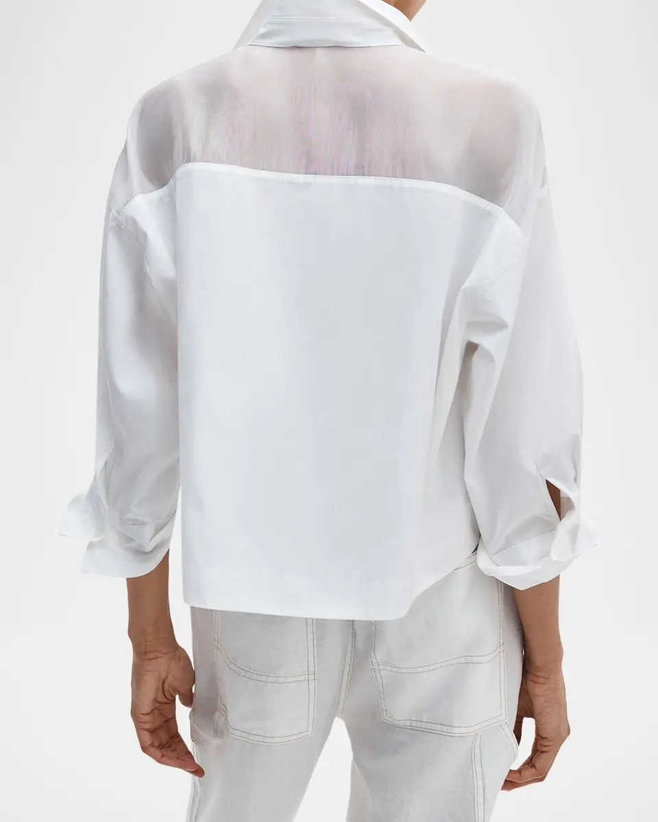 rag & bone Elly Short-Sleeve Chiffon-Yoke Poplin Shirt | Thumbnail 3 rag & bone Elly Short-Sleeve Chiffon-Yoke Poplin Shirt | Thumbnail 3